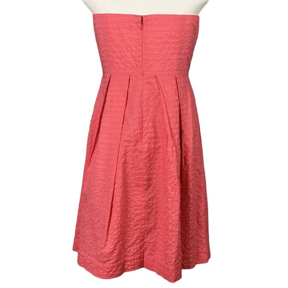 J. Crew Lorelei Coral Pink Deco Dot Matelasse Strapless Fit and Flare Dress sz 8 - Picture 6 of 10